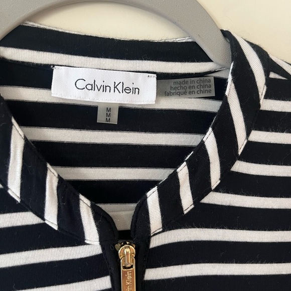 Calvin Klein Black & White Striped Rayon Blend 3/4 Sleeve Blouse Women’s Medium - Picture 4 of 11